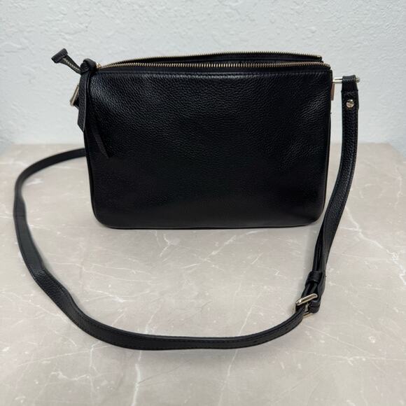 Kate Spade Leila Black Pebbled Leather Triple Gusset Adjustable Crossbody Bag - Picture 10 of 16
